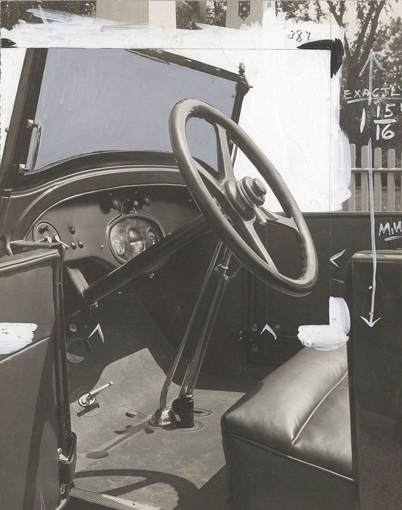 Dashboard, steering wheel detail, Jordan - 1923