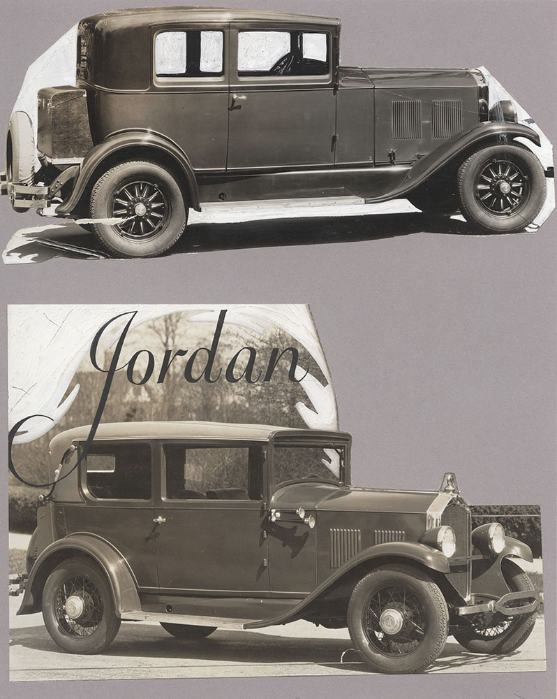 (Upper) 1927 Jordan two door sedan (lower) 1928 Jordan Cross Country Sport Sedan