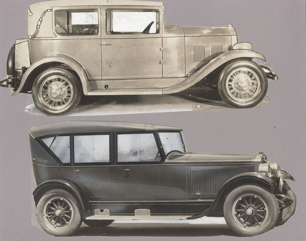 (upper) 1927 Jordan two-door sport sedan (below) unknown