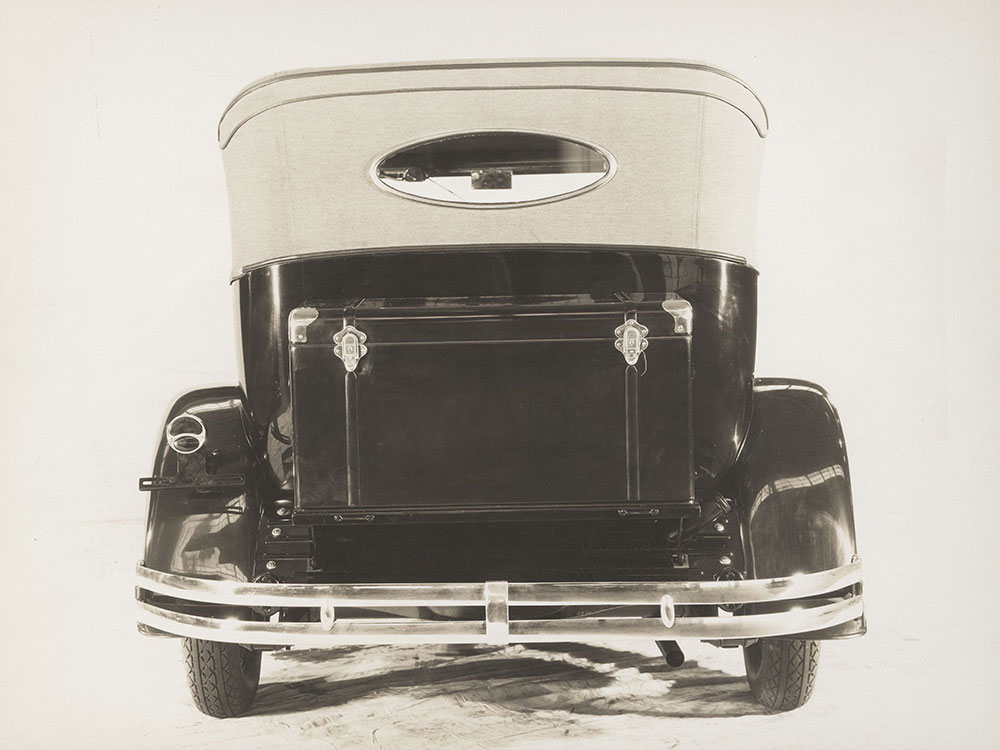 Jordan, rear view of Model U Line Seventy Sunshine Sedan - 1930