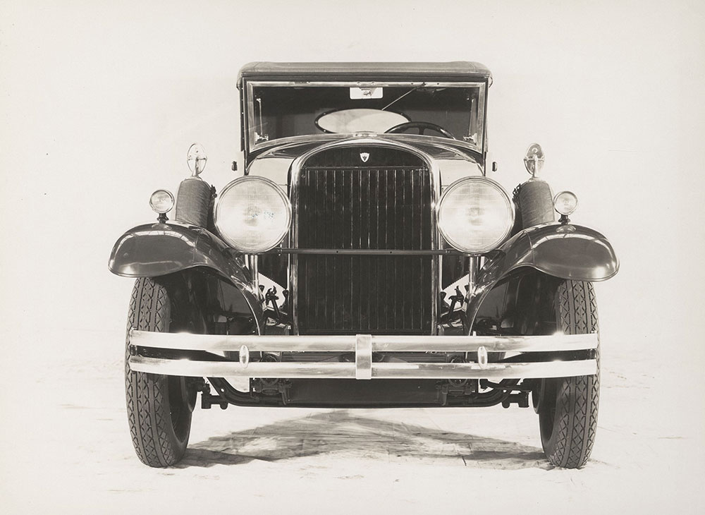 Jordan, front view of Model U Line Seventy Sunshine Sedan - 1930