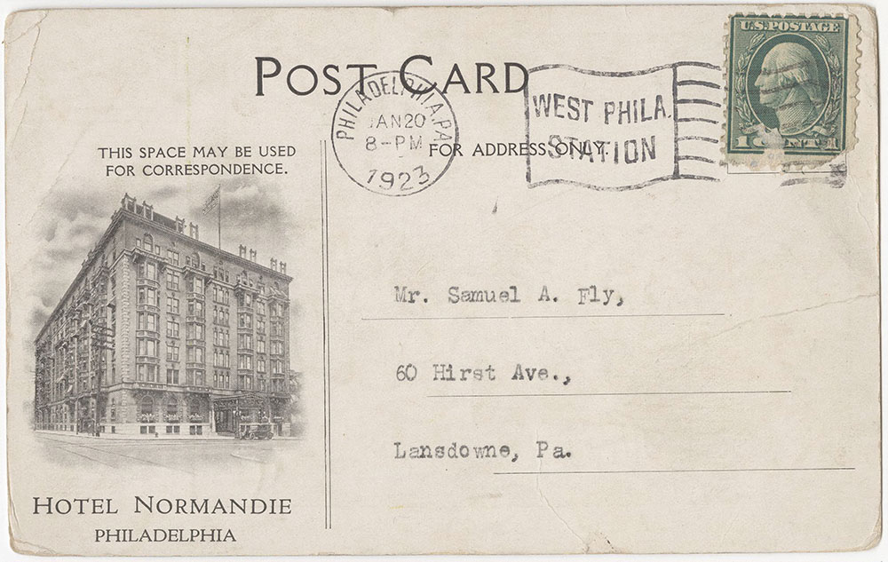 Hotel Normandie, Philadelphia (back)
