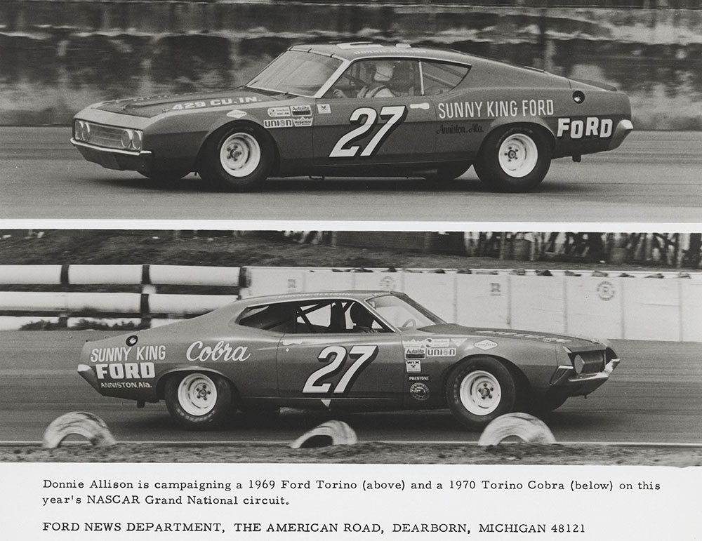 1969 Ford Torino (above) and 1970 Torino Cobra (below) on NASCAR Grand National Circuit
