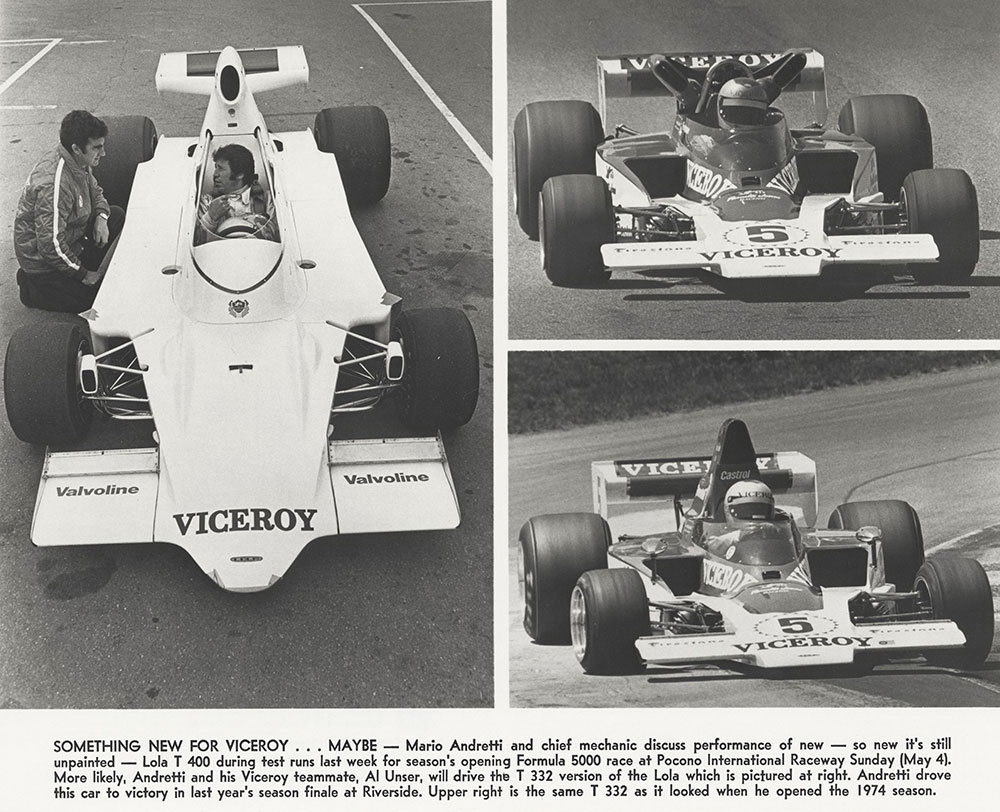 Pocono International Raceway: Mario Andretti driving Lola, 1975