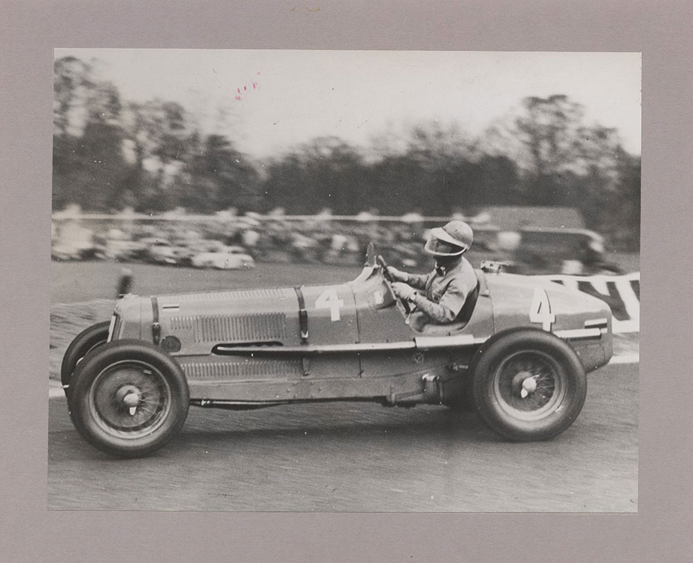 Prince Birabongse of Siam, shown here as he led field in final lap of Coronation Race of England's Road Racing Club, near London - 1938