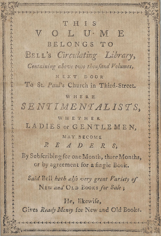 Bookplate of Bell's Circulating Library