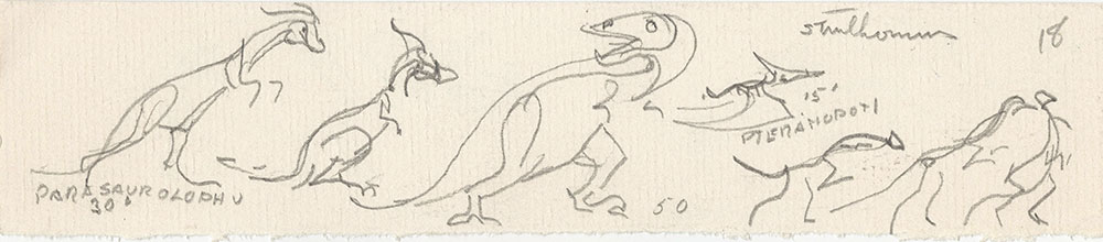 Preliminary art of dinosaurs, for Life Story