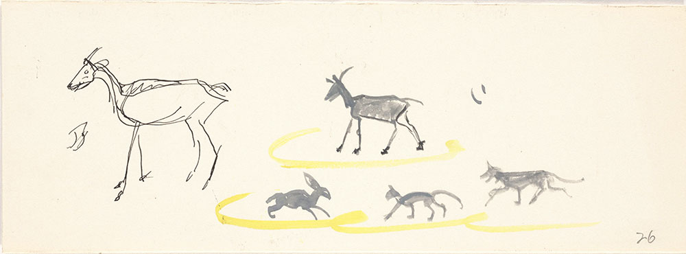Preliminary art of goats and bunnies, for Life Story