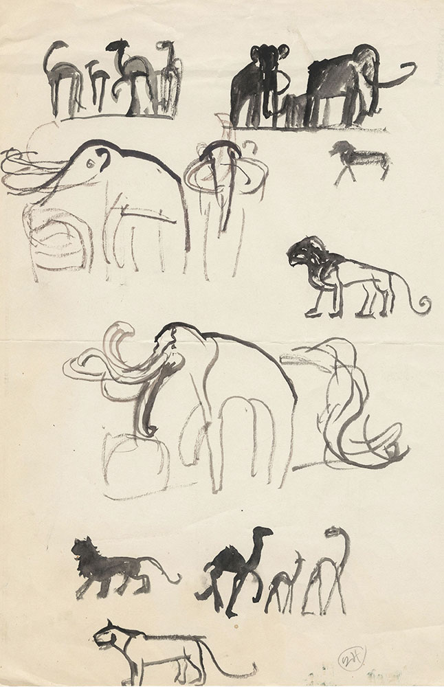 Preliminary art of mammoths, for Life Story