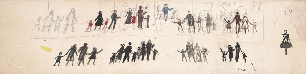 Preliminary art of endpapers, for Life Story
