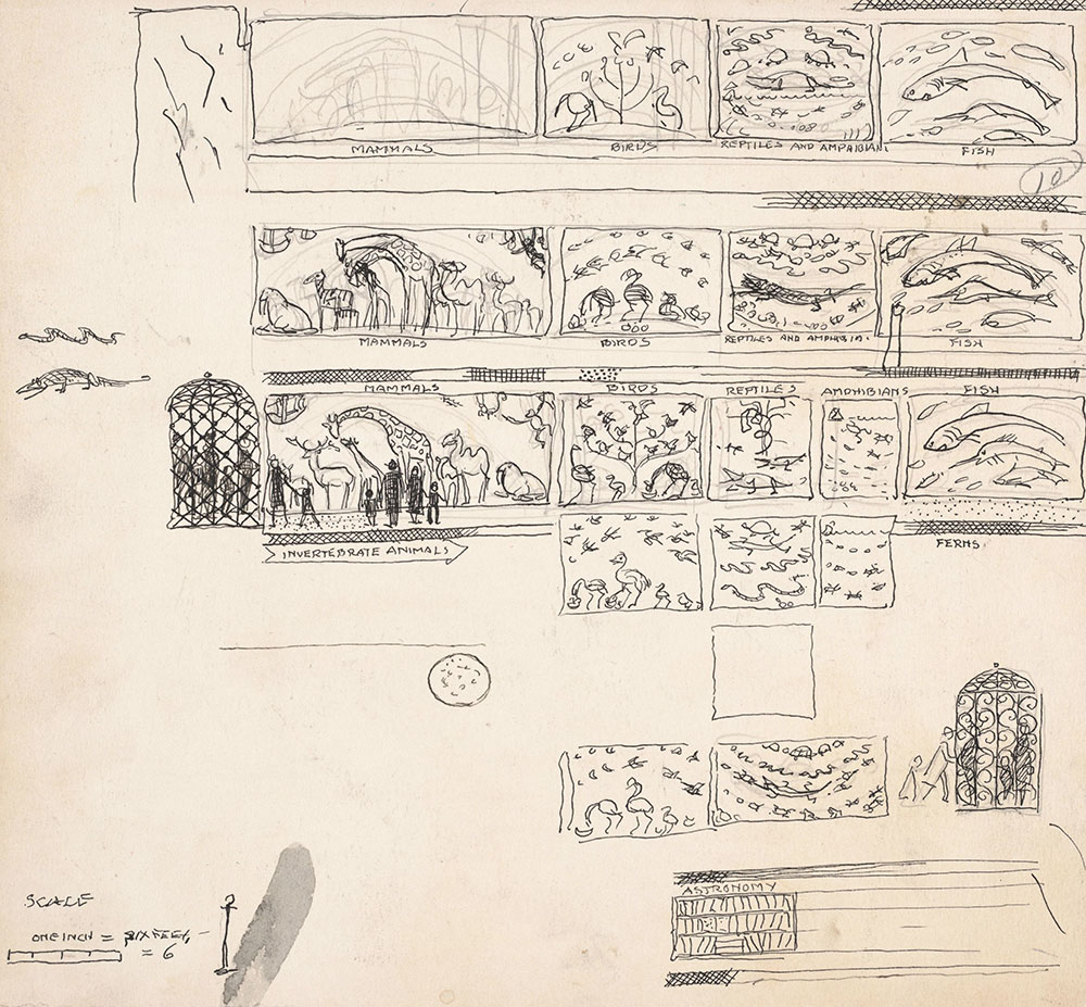 Preliminary art of endpapers, for Life Story