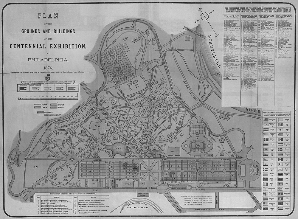 Plan of the Grounds and Buildings of the Centennial Exhibition, at Philadelphia, 1876.
