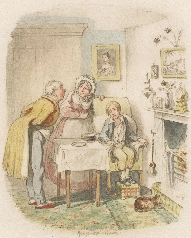 Watercolor drawing illustrating Oliver Twist