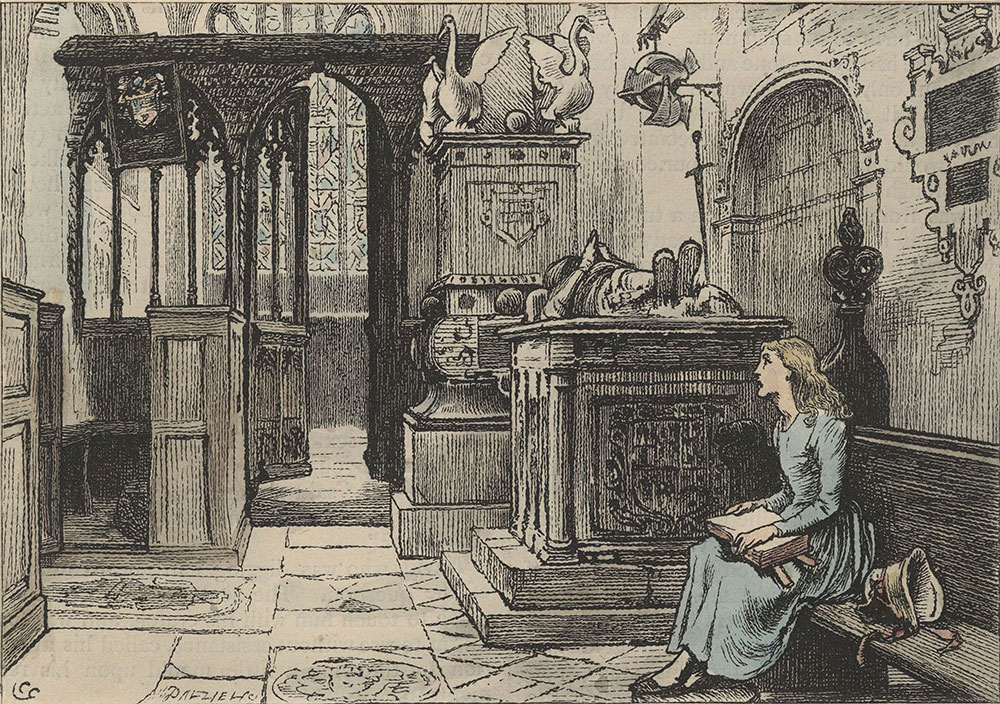 Illustrations to Old Curiosity Shop--The child sat down in this old, silent place