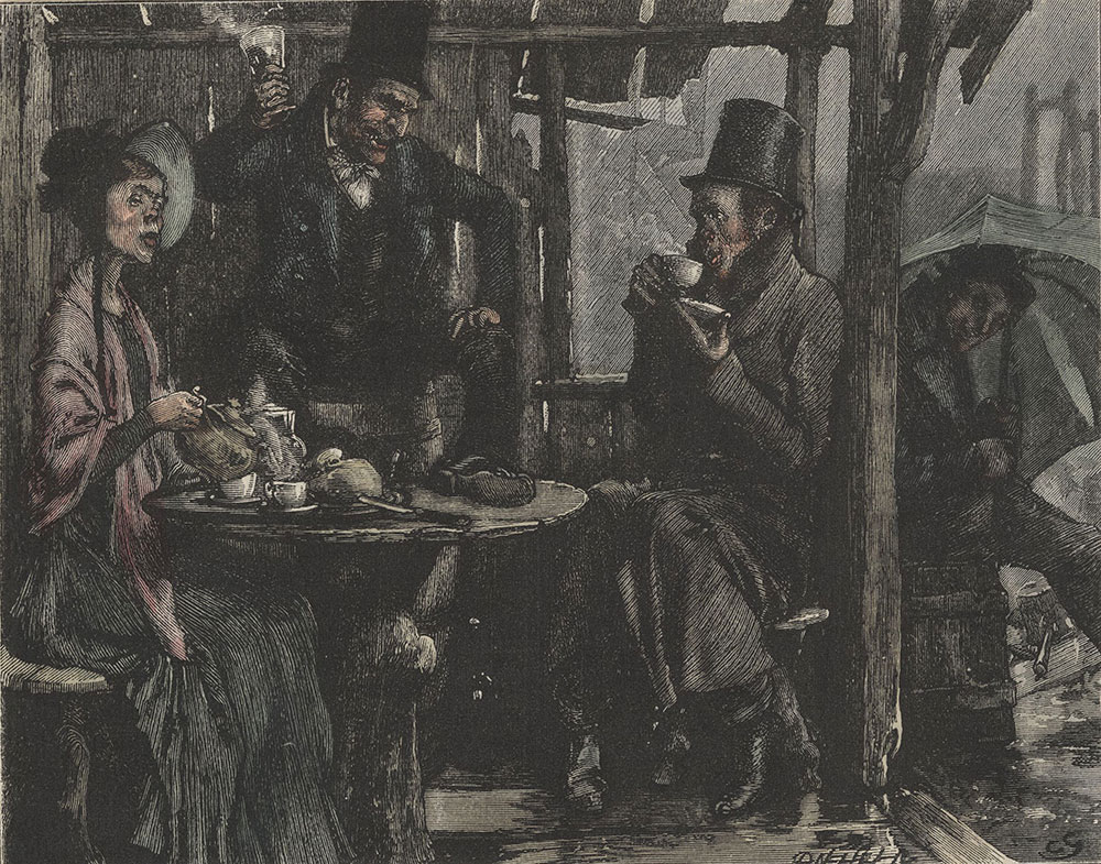 Illustrations to Old Curiosity Shop--Elevating his glass, drank to their next merry-meeting in that jovial spot