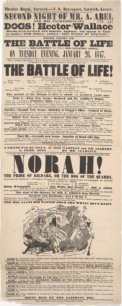 Playbill, The Battle of Life, Theatre Royal, Adelphi