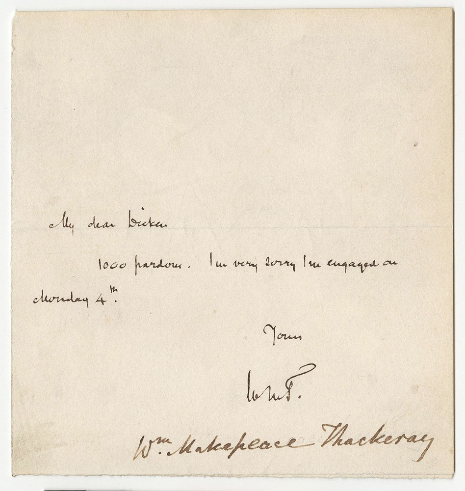 ANs to Charles Dickens from William Makepeace Thackeray