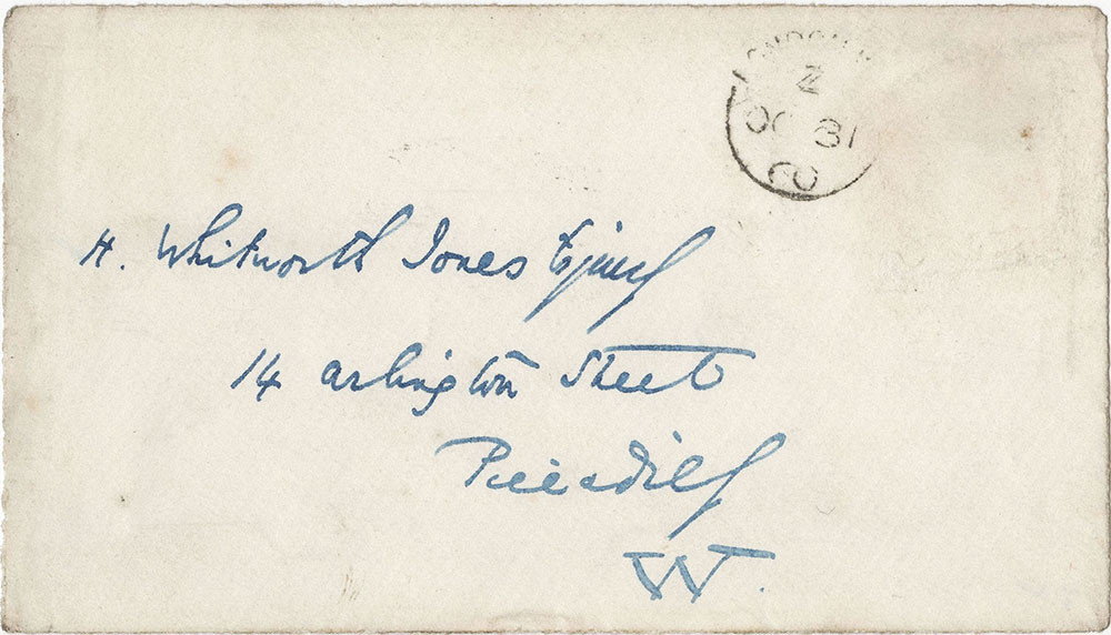 Envelope for ALs to H. Whitworth Jones
