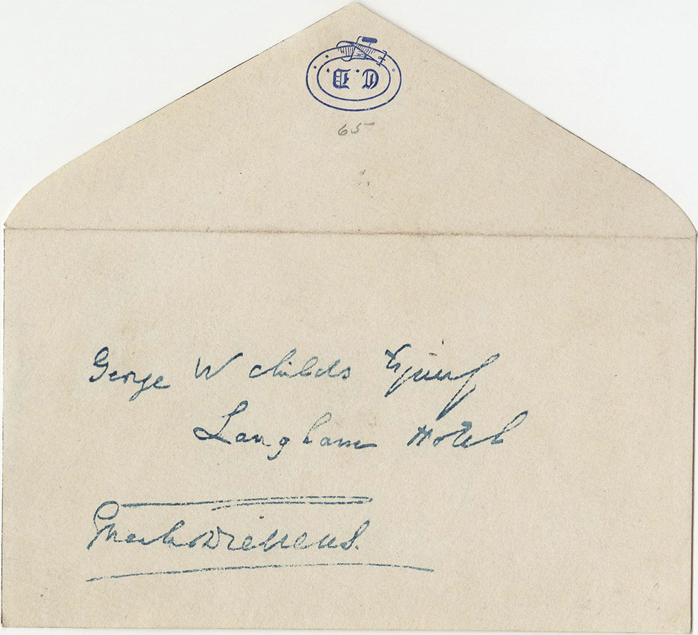 Envelope for ALs to George W. Childs