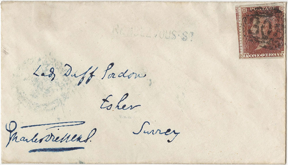 Envelope for ALs to Lady Lucie Duff-Gordon