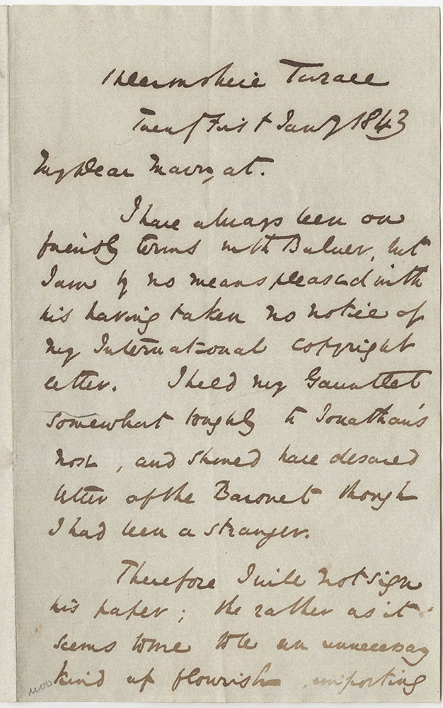 ALs to Frederick Marryat with translation of letter into French