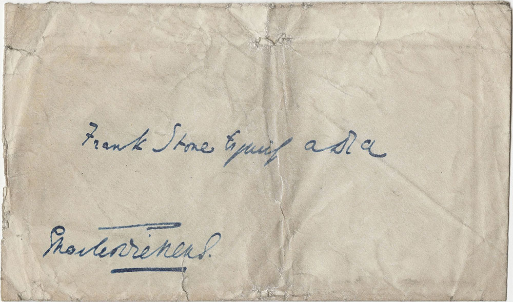 Envelope for ALs to Frank Stone