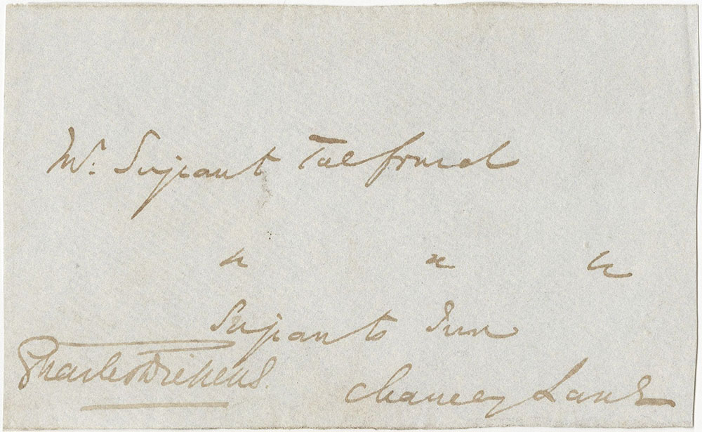 Envelope for ALs to Thomas Noon Talfourd