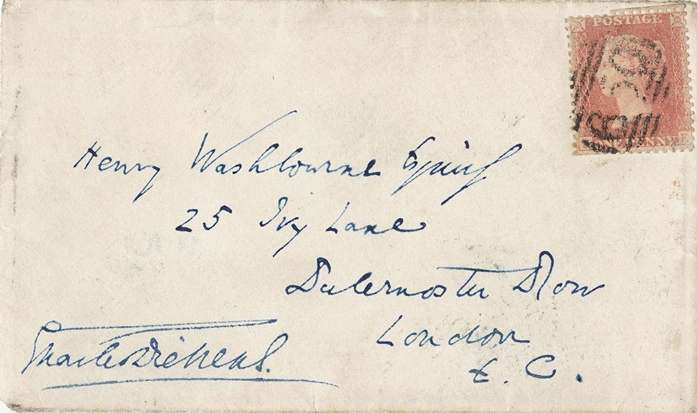 Envelope for ALs to Henry Washbourne