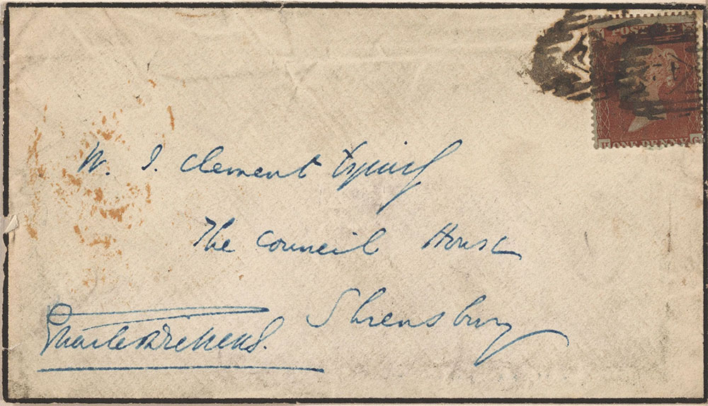 Envelope for ALs to W. J. Clement