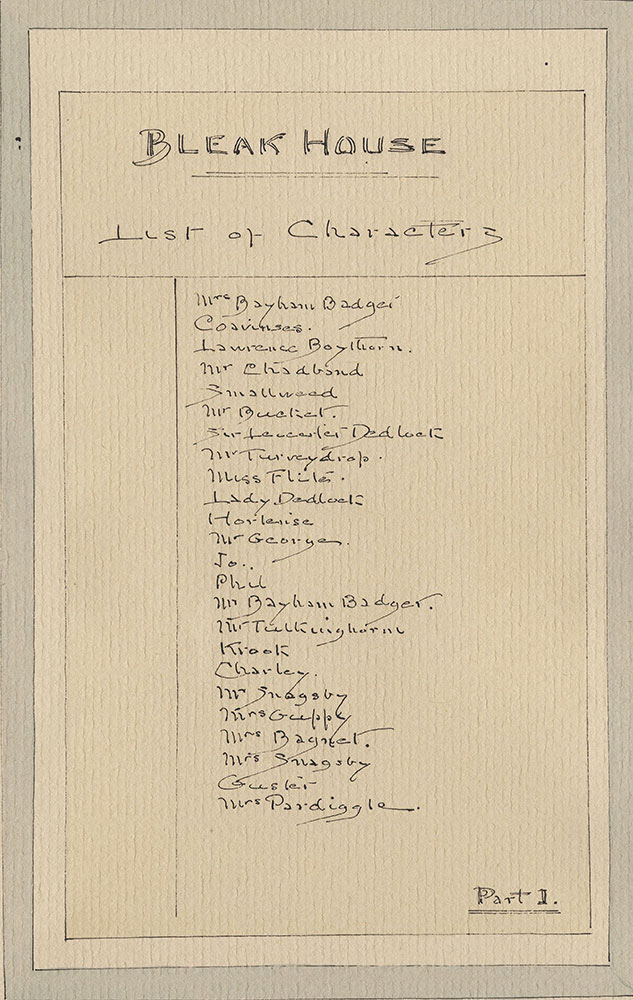 Illustrations of Characters in Dickens's Bleak House--List of Characters