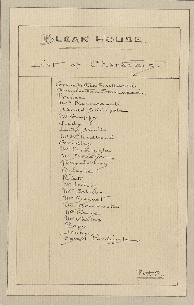 Illustrations of Characters in Dickens's Bleak House--List of Characters, Part 2