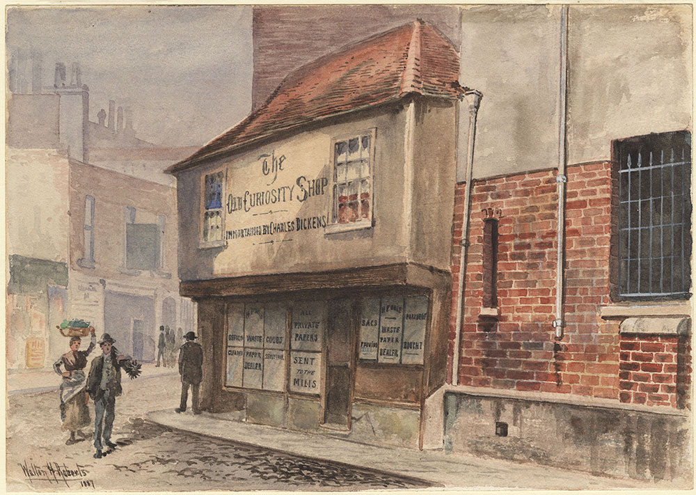 Painting of the building which Dickens used as a model for his Old curiosity shop