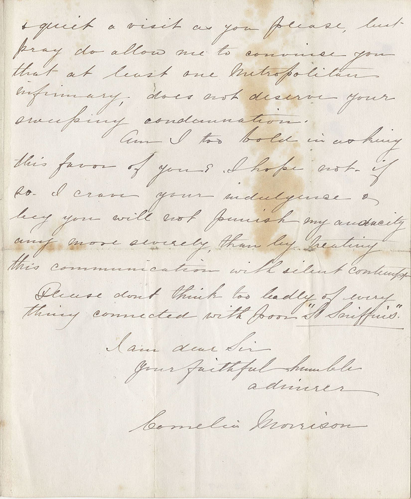 ALs to Charles Dickens from Cornelia Morrison