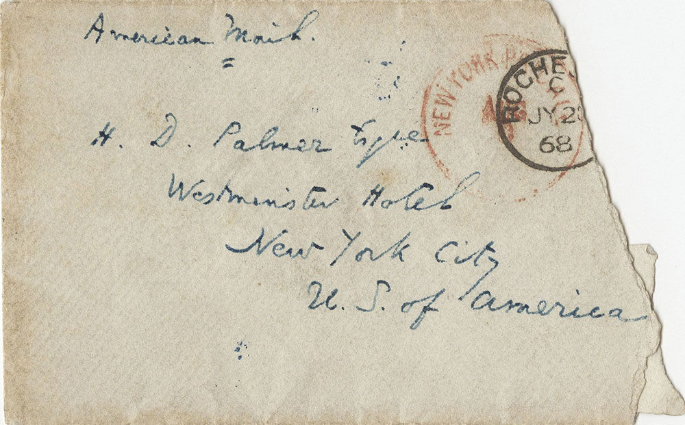 Envelope for ALs to Henry D. Palmer