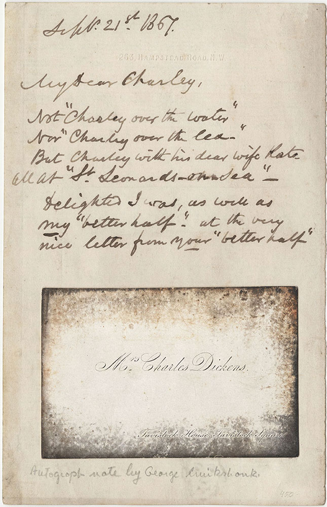 ALs to Charles Dickens from George Cruikshank