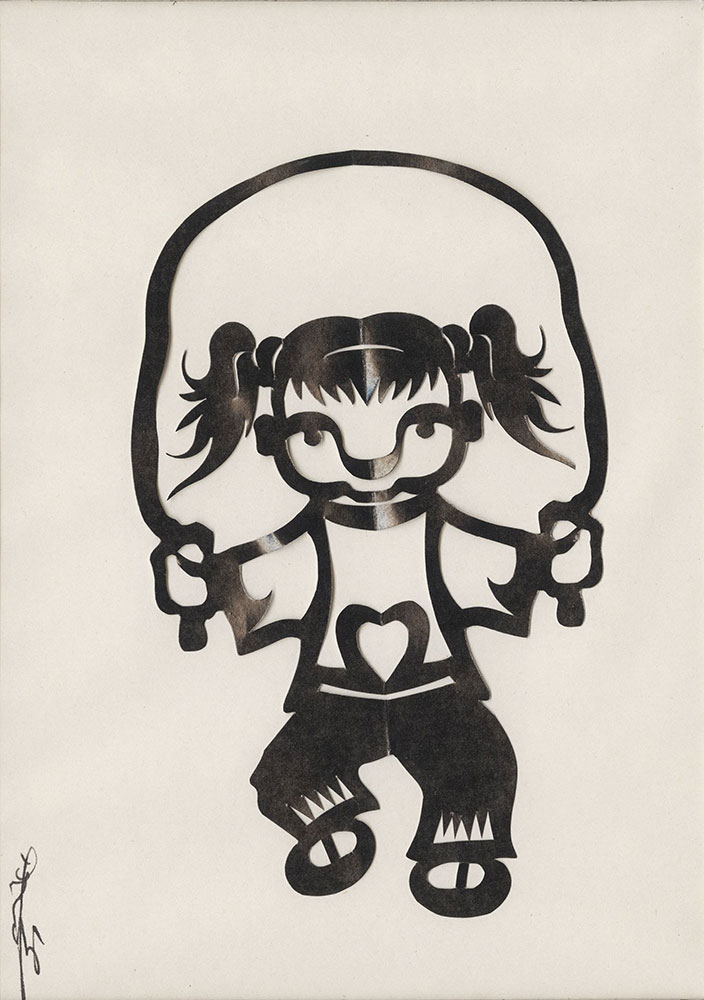 Chinese Paper Cutting of Girl Skipping Rope