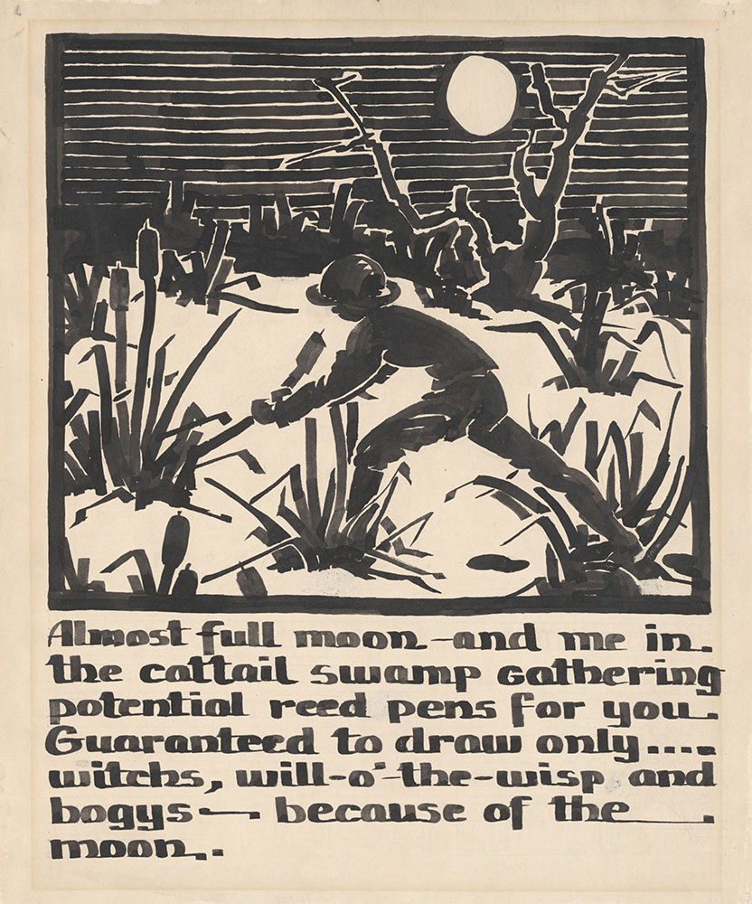 Fraser - Drawing of a Boy in a Cattail Swamp