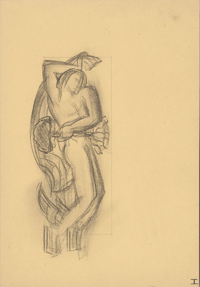 Milhous Sketch - Man with winged feet