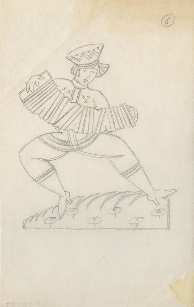 Milhous Sketch - Woman Playing Accordion