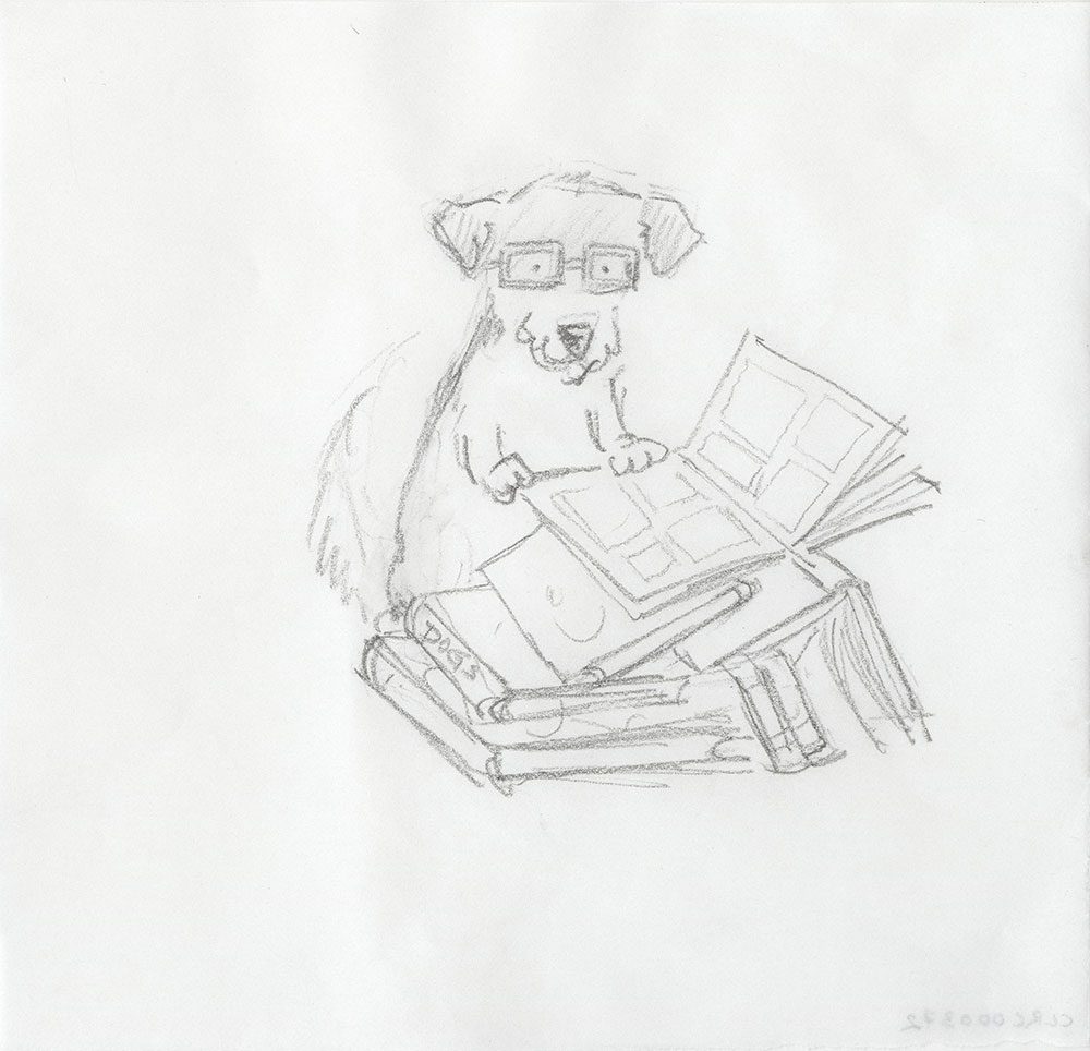 Sketch of Juvenile Knee-Hi, square glasses