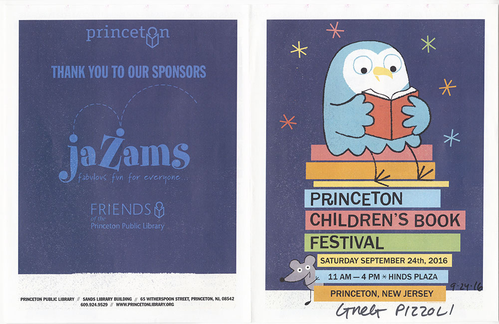 Princeton Children's Book Festival, 2016 - Festival Guide - Outside (Pizzoli Autograph)