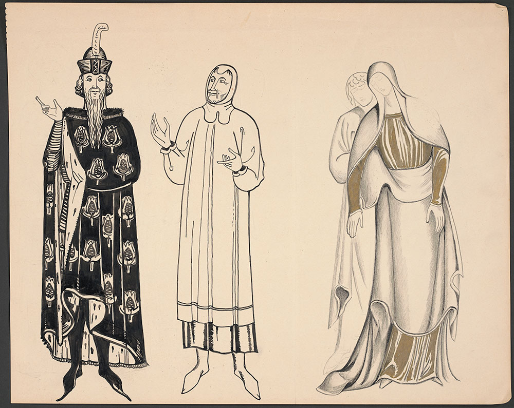MacKinstry - Three figure Studies in medieval costume