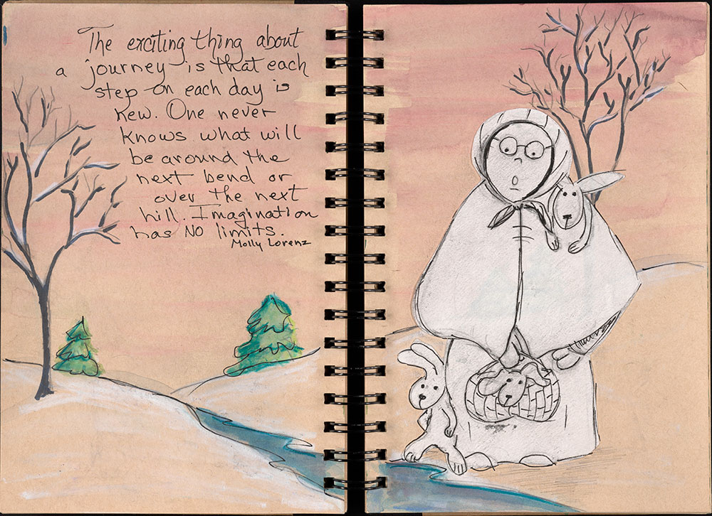 SCBWI Eastern Pennsylvania Traveling Sketchbook - Page 32 and Page 33
