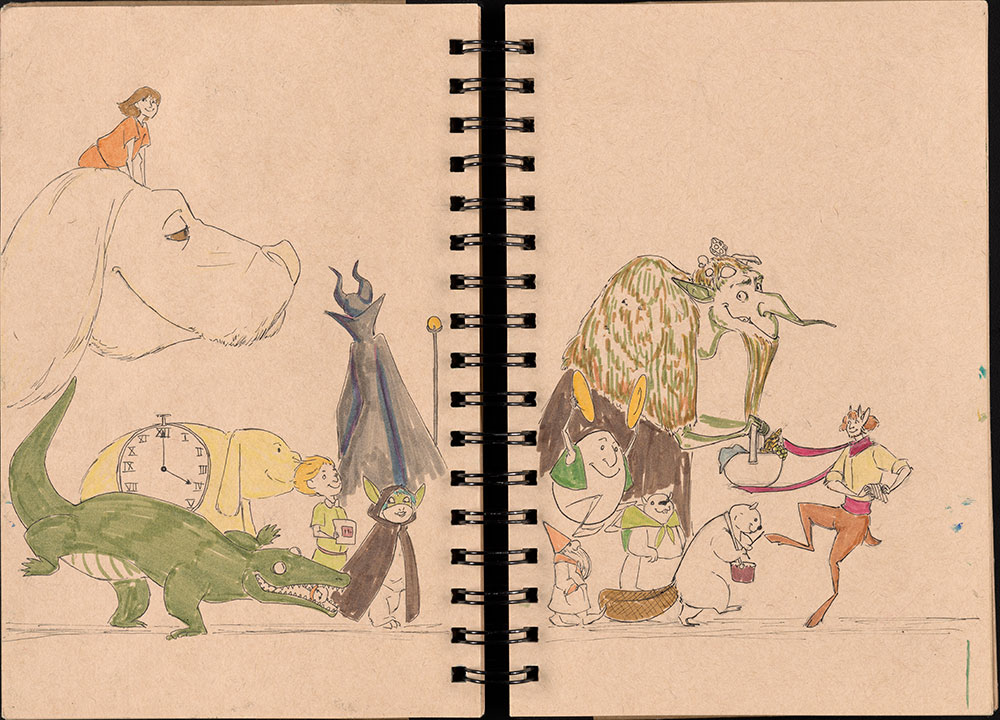 SCBWI Eastern Pennsylvania Traveling Sketchbook - Page 36 and Page 37
