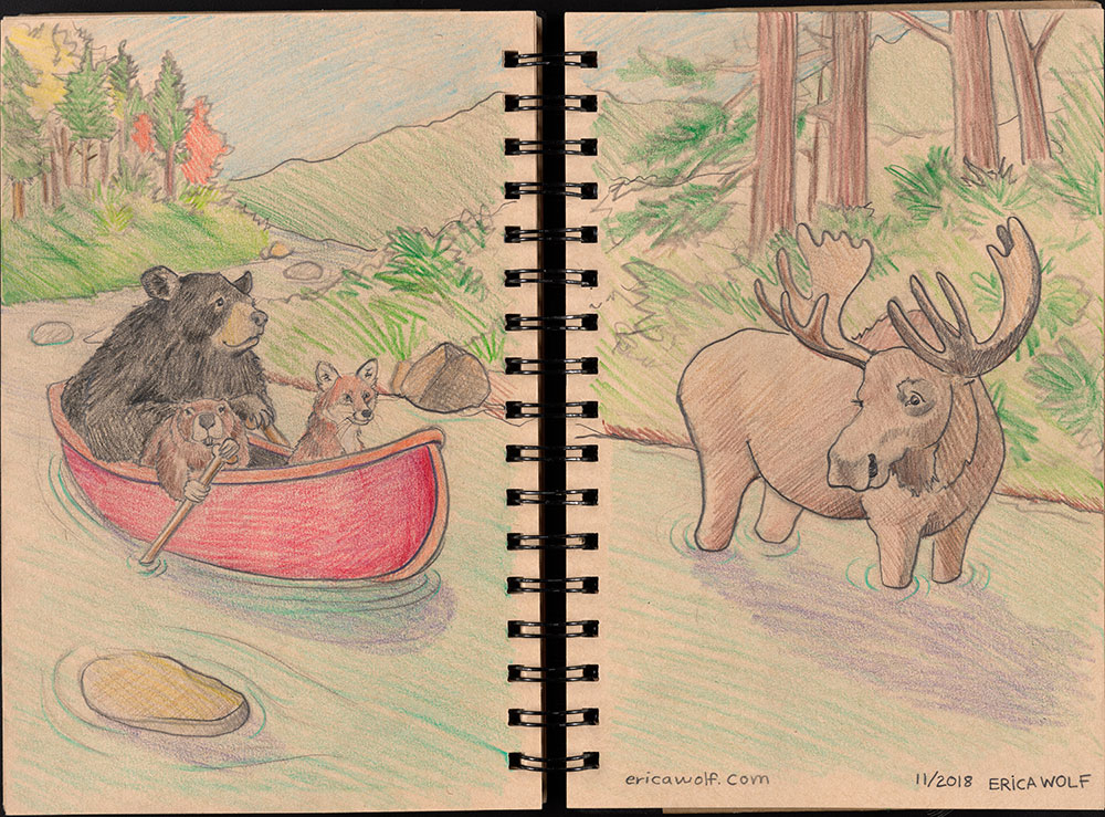SCBWI Eastern Pennsylvania Traveling Sketchbook - Page 56 and Page 57