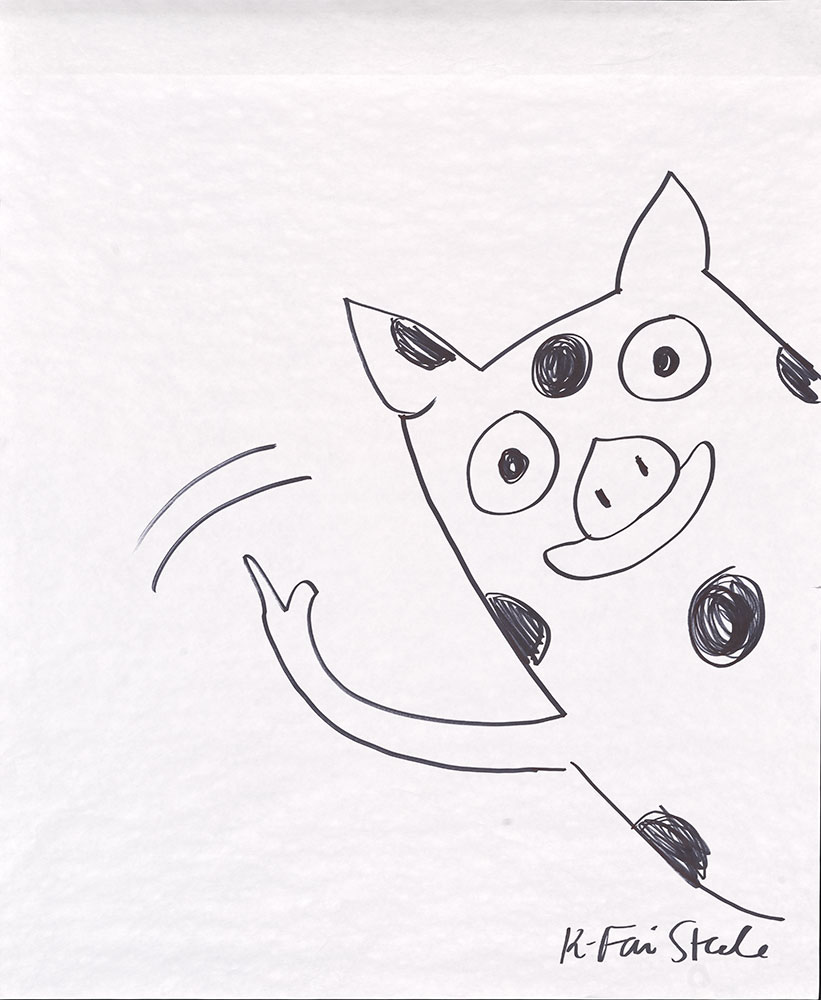 Steele - A Normal Pig Sketch - Waving Hello
