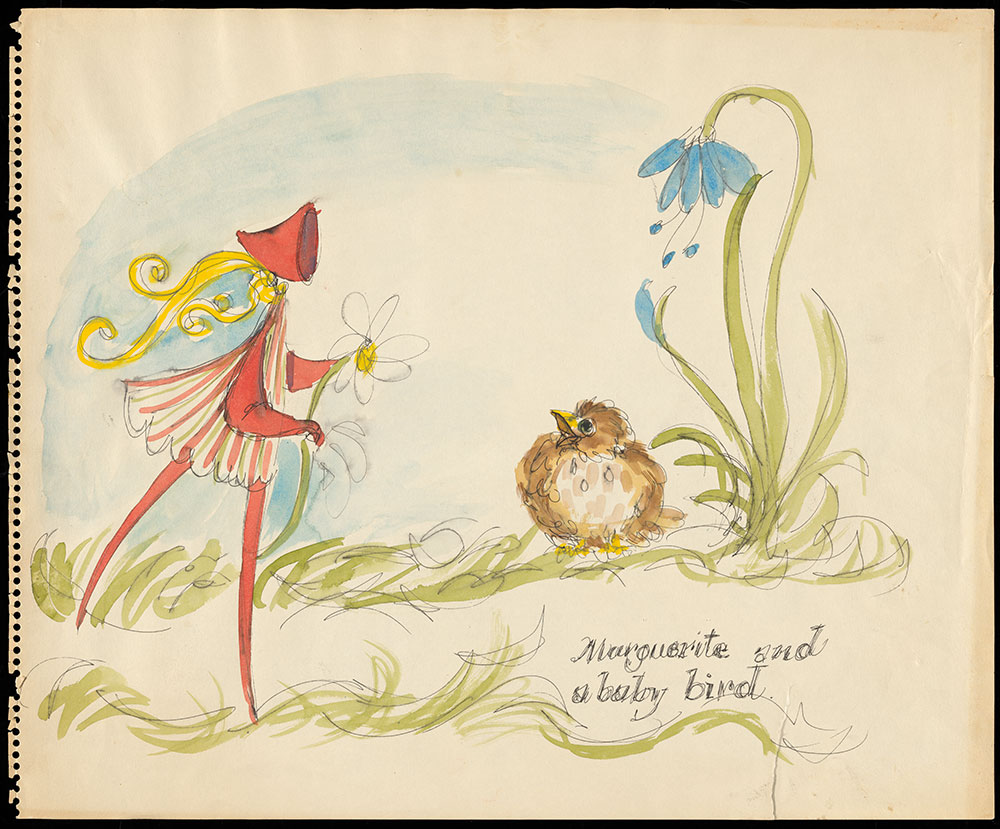 Marguerite and a baby bird