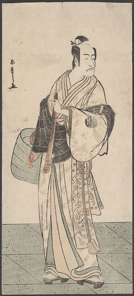 [The Actor Ichikawa Ebizo as Kudo Suketsune Disguised as a Komuso in the Play Waka Murasaki Edokko Soga, Performed at the Ichimura Theater in the First Month, 1792]