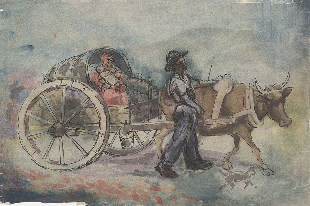 Untitled [Family in Carriage with Ox]