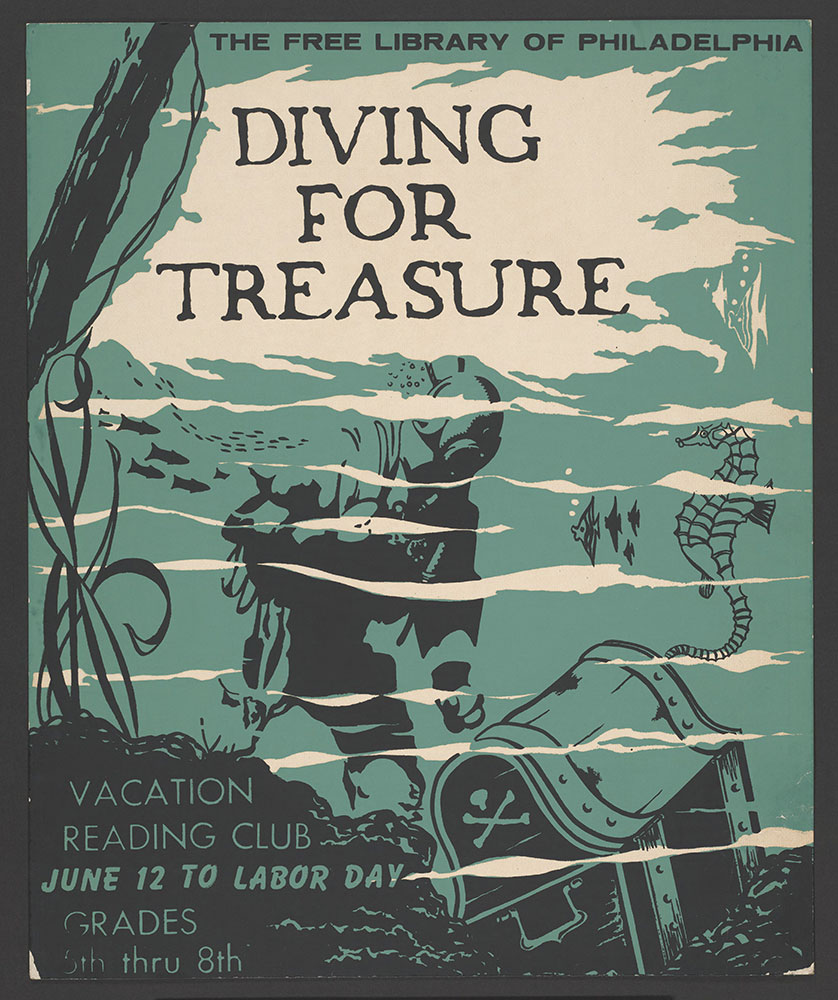 Undated - Vacation Reading Club - Diving for Treasure - Poster